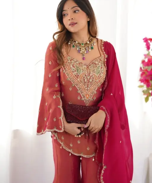 Bollywood Inspired Short Shirt and Plazzo Salwar