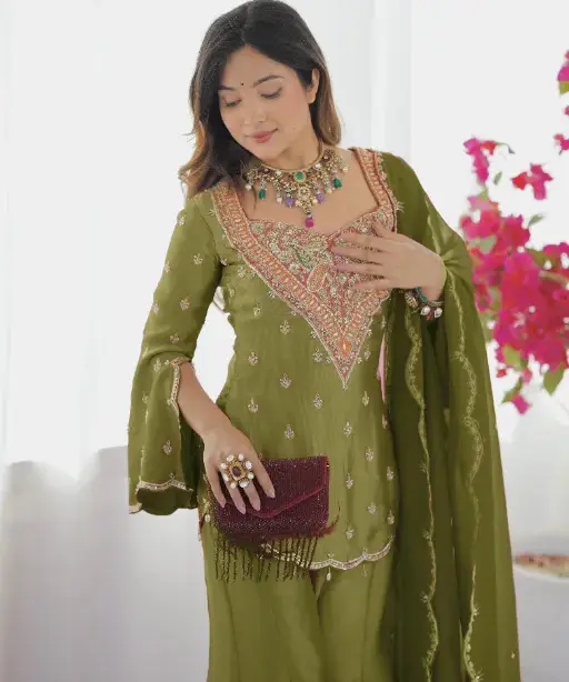 Bollywood Inspired Short Shirt and Plazzo Salwar