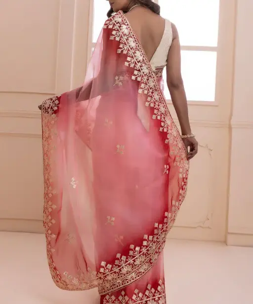 Buy Pink Padding Saree with Hand Gotta Work