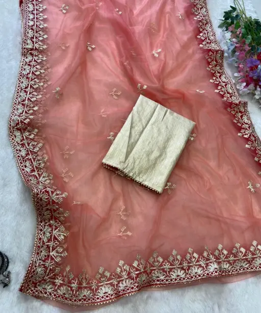 Buy Pink Padding Saree with Hand Gotta Work