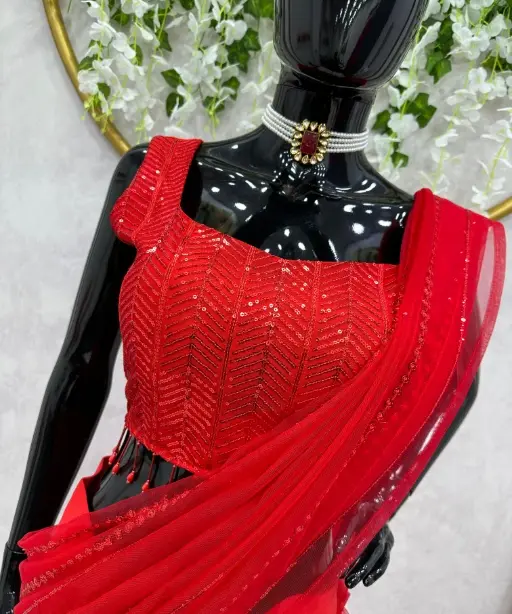 Buy Stylish Red Lehenga Saree