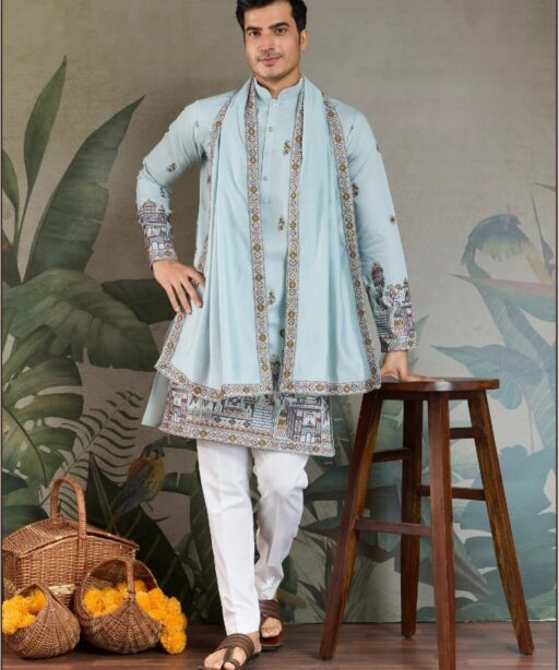 Buy Traditional Men's Rajwadi Kurta With Dupatta