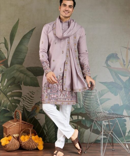 Buy Traditional Men's Rajwadi Kurta With Dupatta