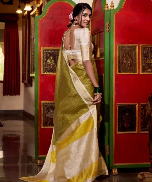 Designer Jacquard Chex Saree for Women