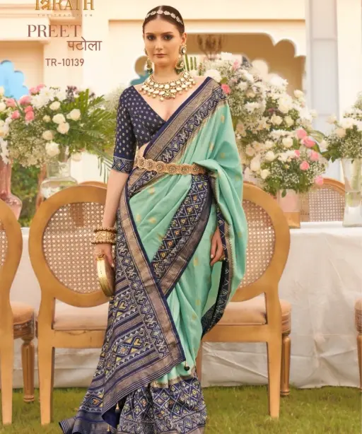 Designer Silk Patola Saree For Sangeet Wear