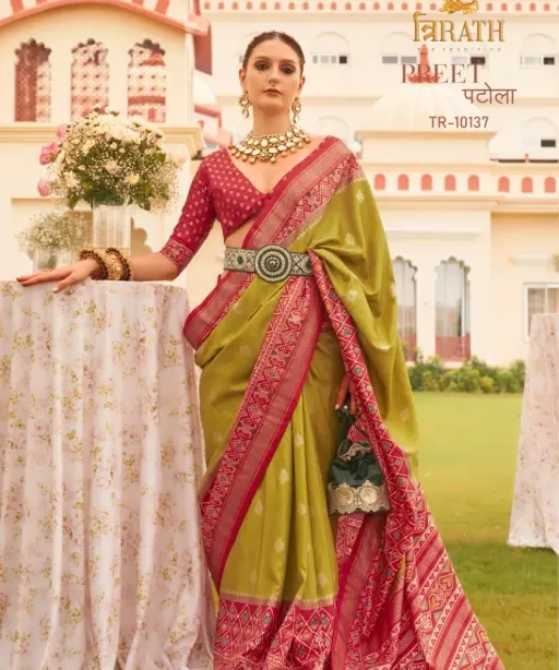 Designer Silk Patola Saree For Sangeet Wear