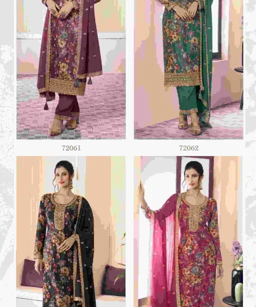Festive Wear Straight Suit with Floral Print