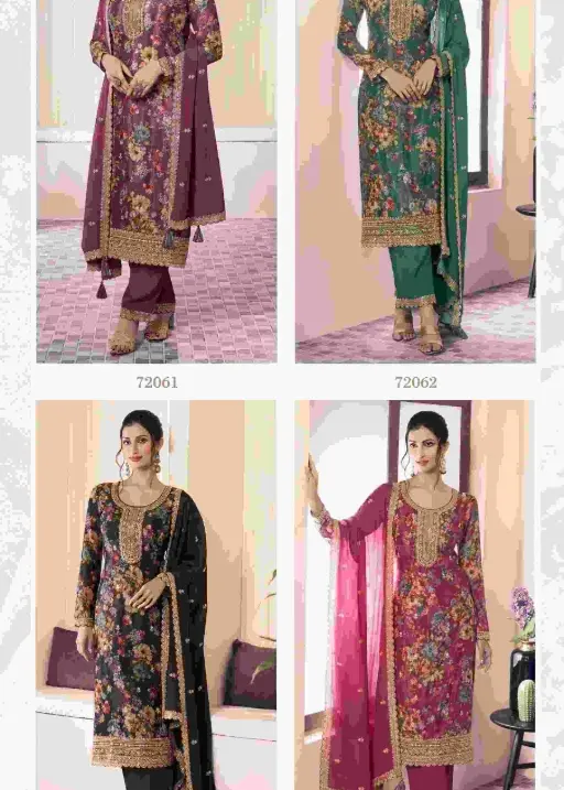 Festive Wear Straight Suit with Floral Print