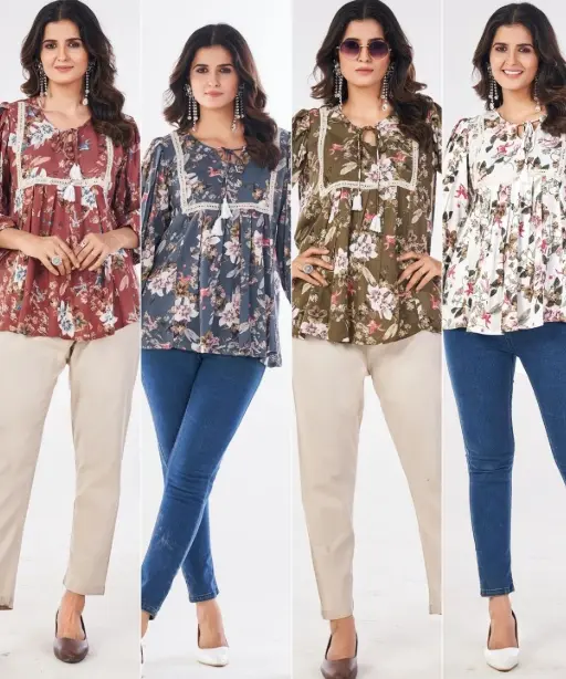Floral Printed Short Tunic Tops