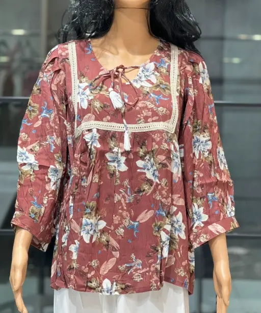 Floral Printed Short Tunic Tops