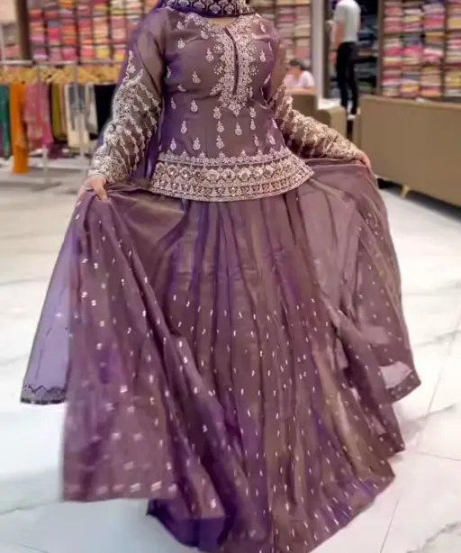 Heavy Embroidery Designer Skirt Suit