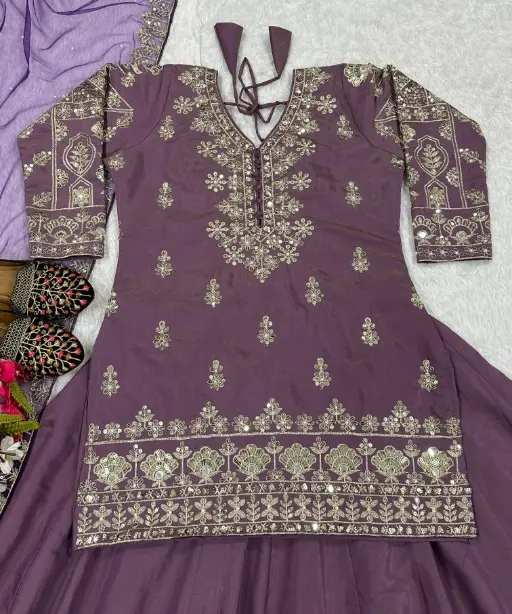 Heavy Embroidery Designer Skirt Suit