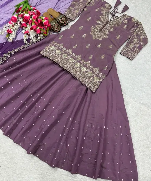 Heavy Embroidery Designer Skirt Suit