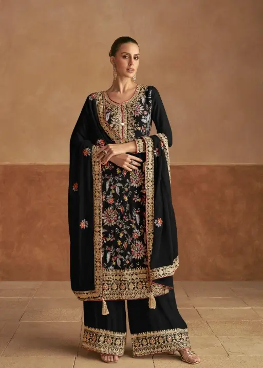Heavy Embroidery Wedding Wear Palazzo Suits