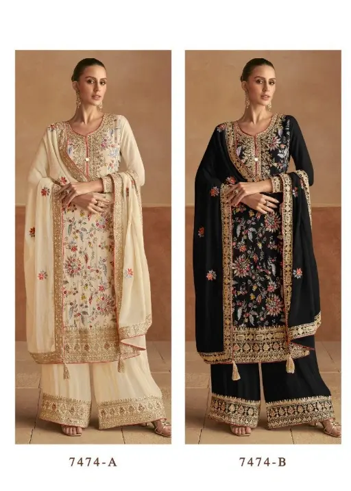 Heavy Embroidery Wedding Wear Palazzo Suits