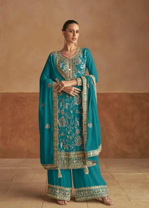 Heavy Embroidery Wedding Wear Palazzo Suits