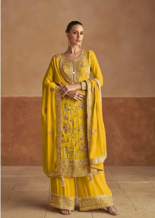 Heavy Embroidery Wedding Wear Palazzo Suits