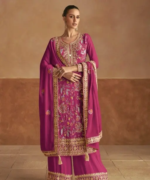 Heavy Embroidery Wedding Wear Palazzo Suits