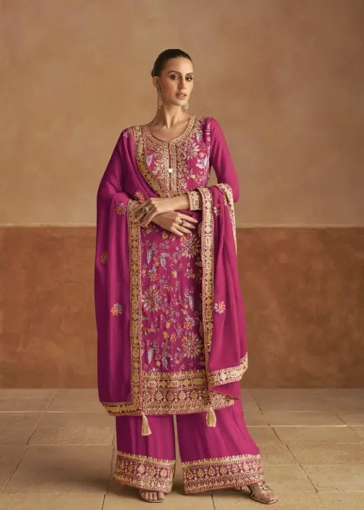 Heavy Embroidery Wedding Wear Palazzo Suits