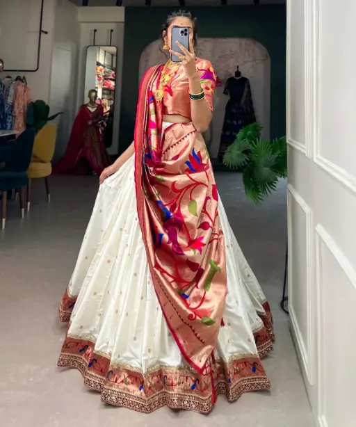 Jacquard Silk Wedding Paithani Lehenga Choli