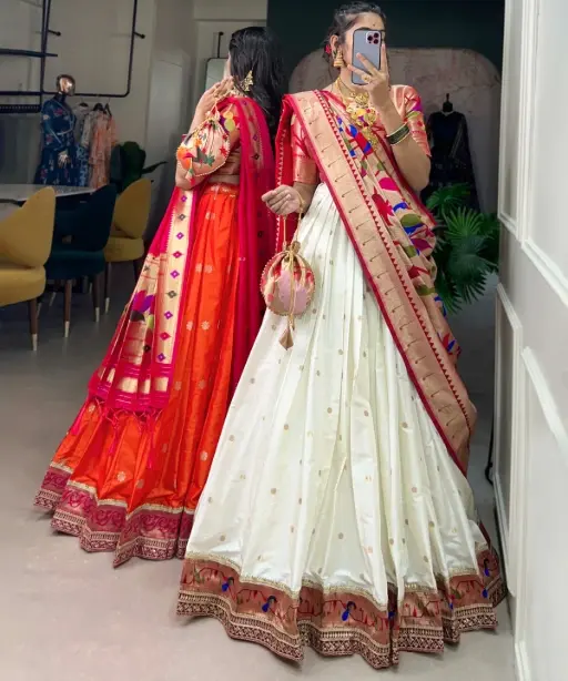 Jacquard Silk Wedding Paithani Lehenga Choli