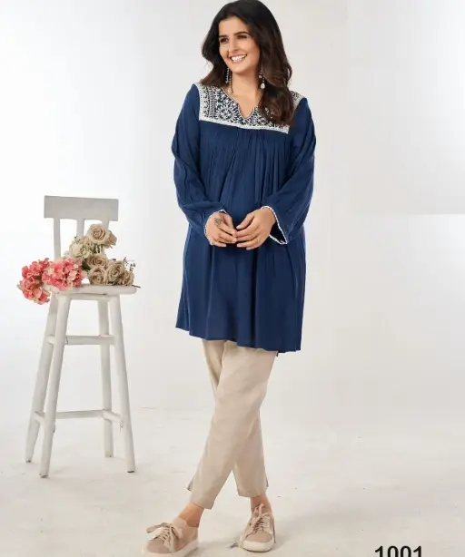 Long sleeves Stylish tunic with embroidery work