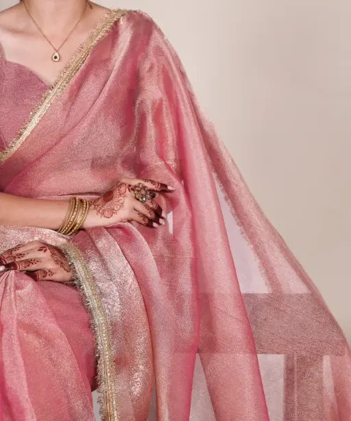 Shop the Most Trending Plain Shimmer Bollywood Saree in Pista, Pink, Yellow & Blue at Ethnic Suits. Glamorous, lightweight & perfect for any occasion. Order now!