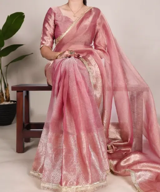 Shop the Most Trending Plain Shimmer Bollywood Saree in Pista, Pink, Yellow & Blue at Ethnic Suits. Glamorous, lightweight & perfect for any occasion. Order now!