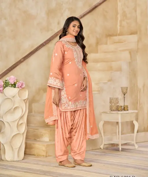 Pastel Color Patiala Dress Material