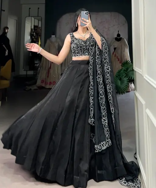 Stylish Full Black Lehenga Choli for Party