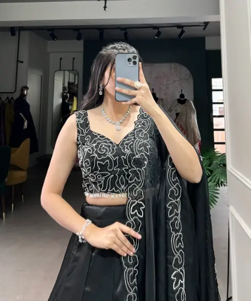 Stylish Full Black Lehenga Choli for Party