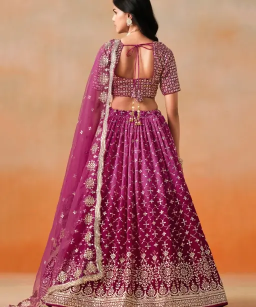Stylish Functional Wear Red and Pink Padded Lehenga Choli