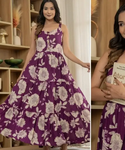 Stylish Printed Maxi Frock for Rainy Season