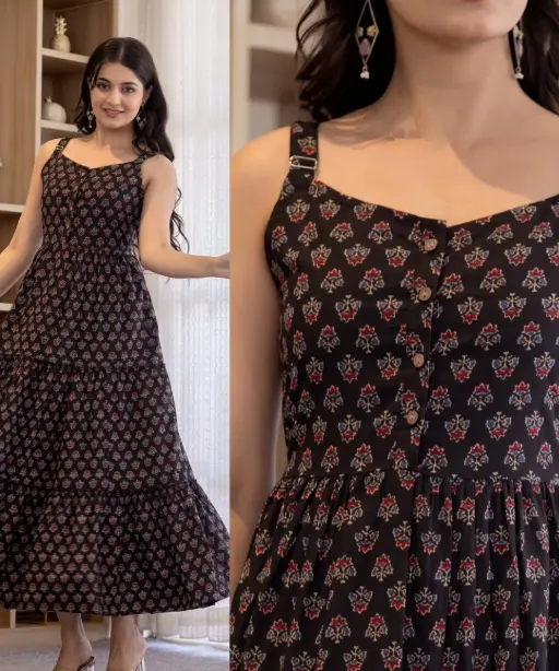 Stylish Printed Maxi Frock for Rainy Season