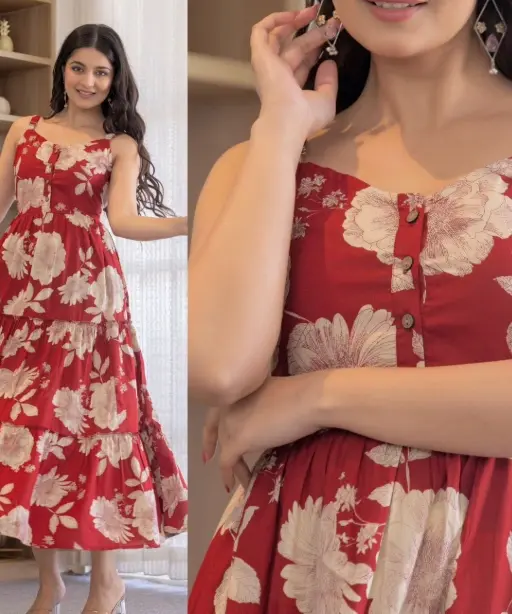Stylish Printed Maxi Frock for Rainy Season