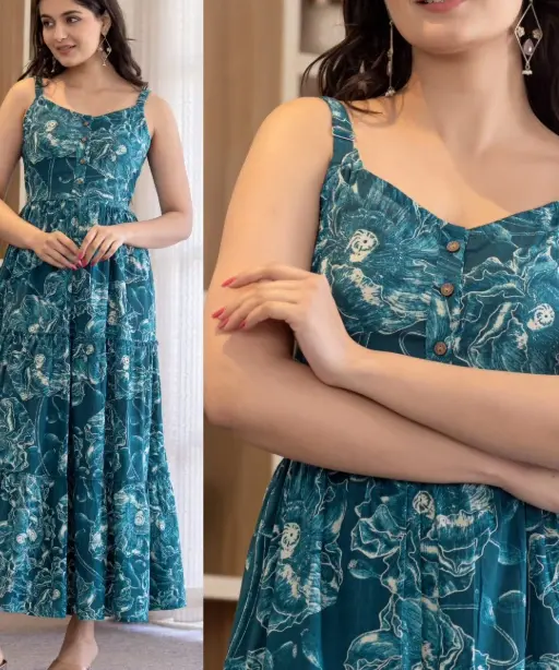 Stylish Printed Maxi Frock for Rainy Season