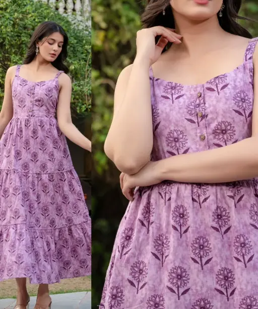 Stylish Printed Maxi Frock for Rainy Season
