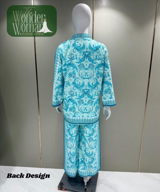 Stylish Pure Cotton Sky Blue Co Ord Set