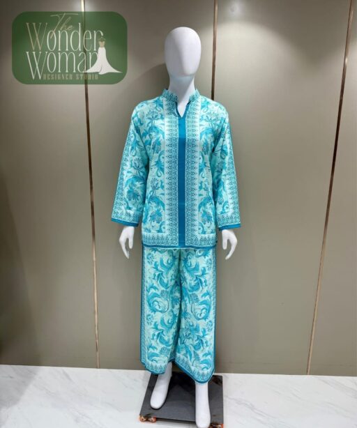 Stylish Pure Cotton Sky Blue Co Ord Set