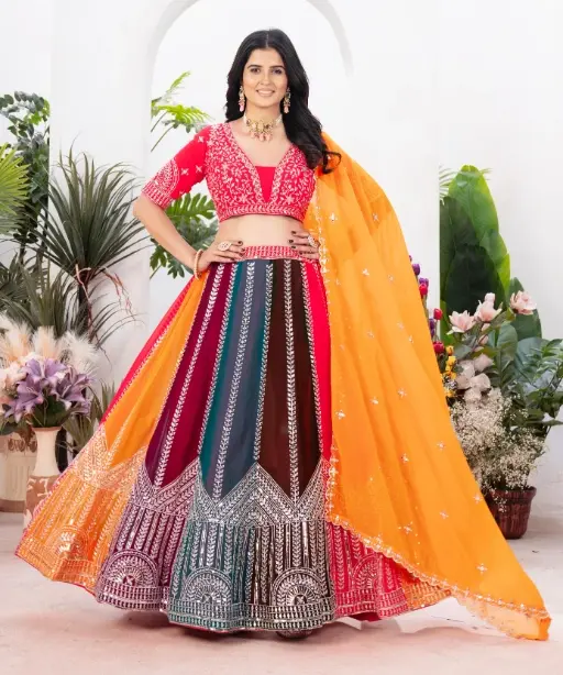 Trending Multi Color Wedding Wear Lehenga Choli