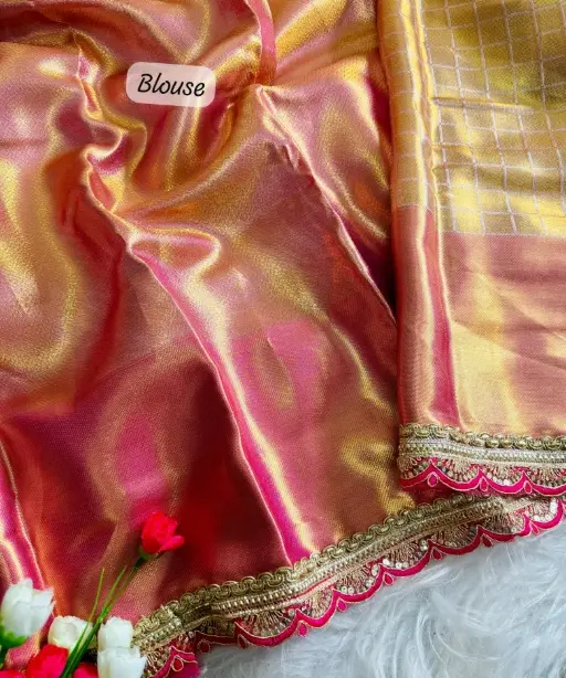 Wedding Wear Red Carpet Soft Tissue Silk Saree