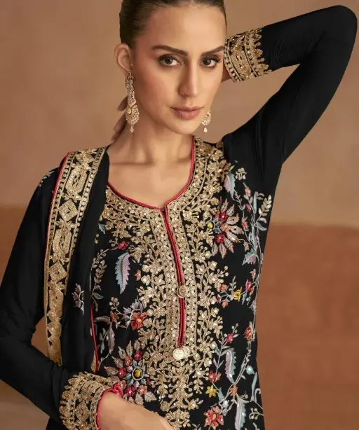 Heavy Embroidery Wedding Wear Palazzo Suits