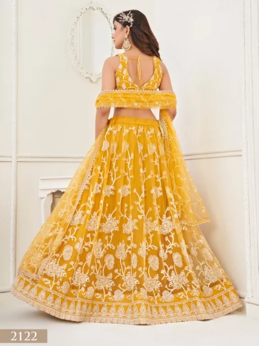 Yellow Color Bridesmaid Net Lehenga Choli for Haldi Function