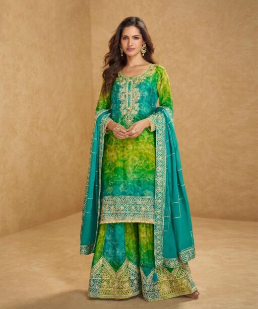 Bandhini Printed Embroidery Work Palazzo Salwar Suit