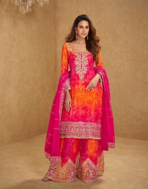 Bandhini Printed Embroidery Work Palazzo Salwar Suit