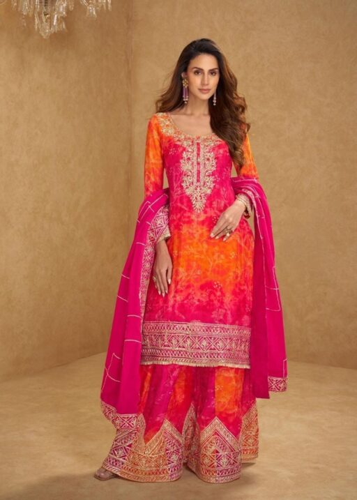 Bandhini Printed Embroidery Work Palazzo Salwar Suit