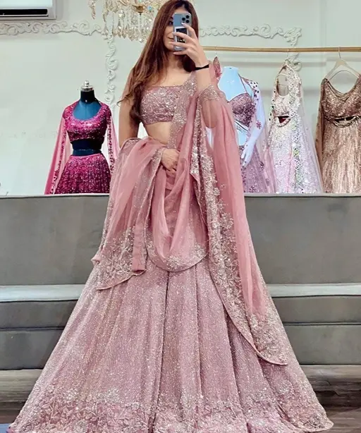 Bollywood Style Baby Pink Party Lehenga
