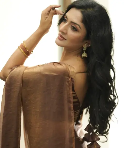 Brown Color Plain Silk Saree with Readymade Blouse