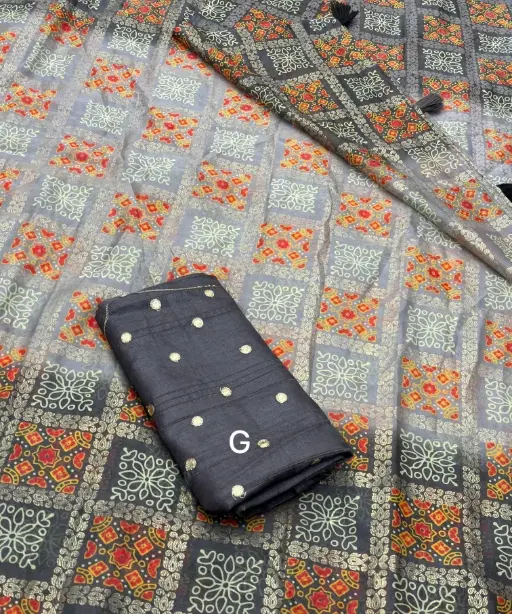 Buy Bandhni Printed Saree with Gotta Patti Work Under 1000