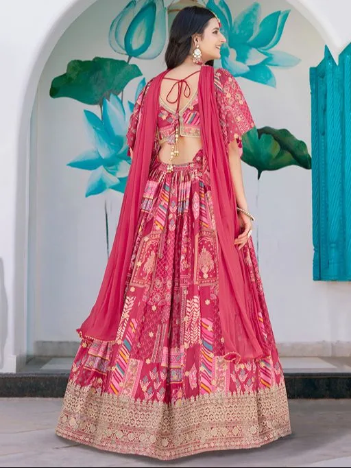 Buy Bridesmaid Pink Wedding Lehenga Choli - Image 2